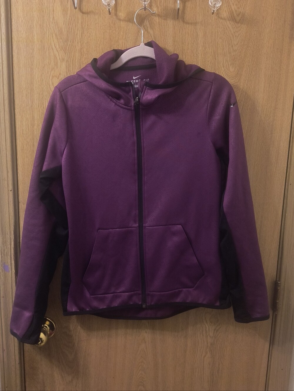 Nike Therma-FIT Hoodie Womens Medium Purple Snakeskin Full Zip Fleece Jacket